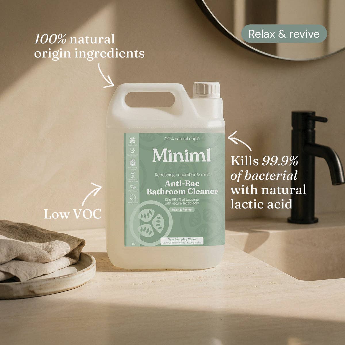 Anti-Bac Bathroom Cleaner - Cucumber + Mint 5L Refill