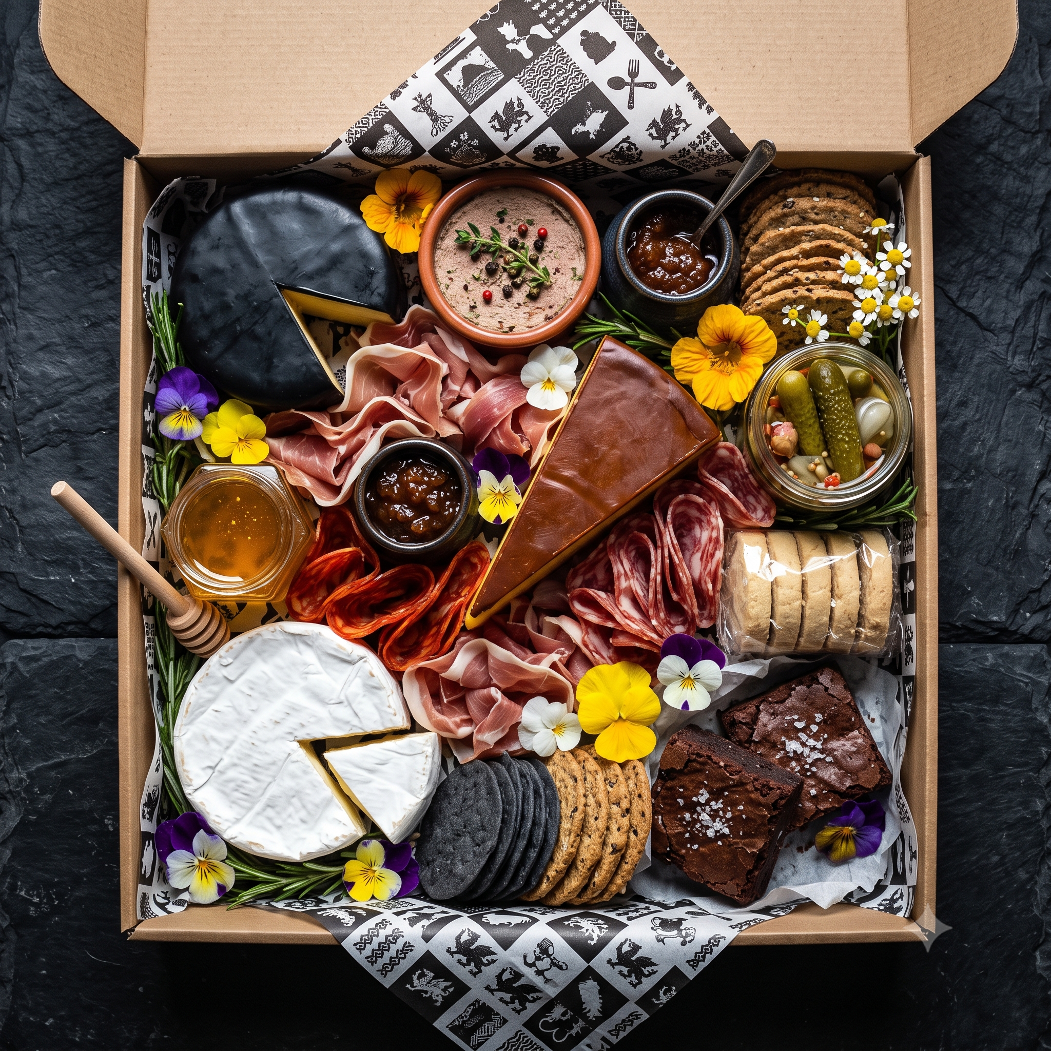 The Black Bull Welsh Charcuterie & Cheese Box