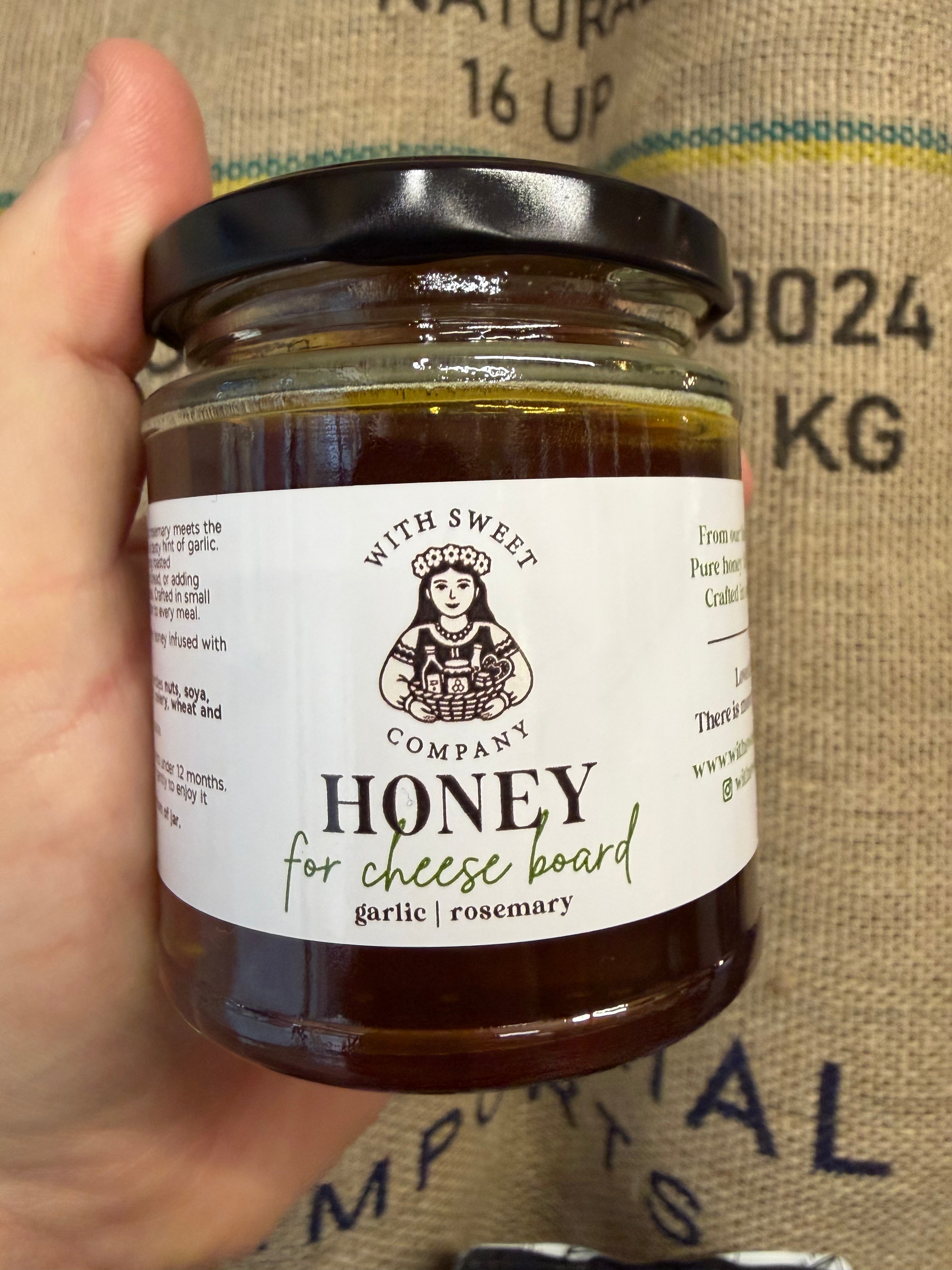Cheese Board Honey - Garlic & Rosemary - With Sweet Co